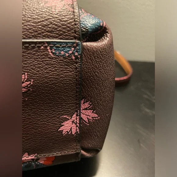 GUC COACH Mini Christie Carryall & Matching Wallet Set Wildflower Print Oxblood - Picture 9 of 15